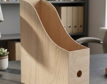 Wooden A4 Documents Organiser Paper File Standing Rack Holder Magazine Office Stationery Tidy Storage Desk Container Wood To Decorate DIY