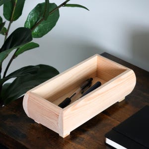 Petite jardinière en bois pour pot de fleur pour rebord de fenêtre | Conservation des fruits | Plateau à pain | 20 x 10 x 6,5 cm | Organisateur d'affichage | Bois artisanal uni