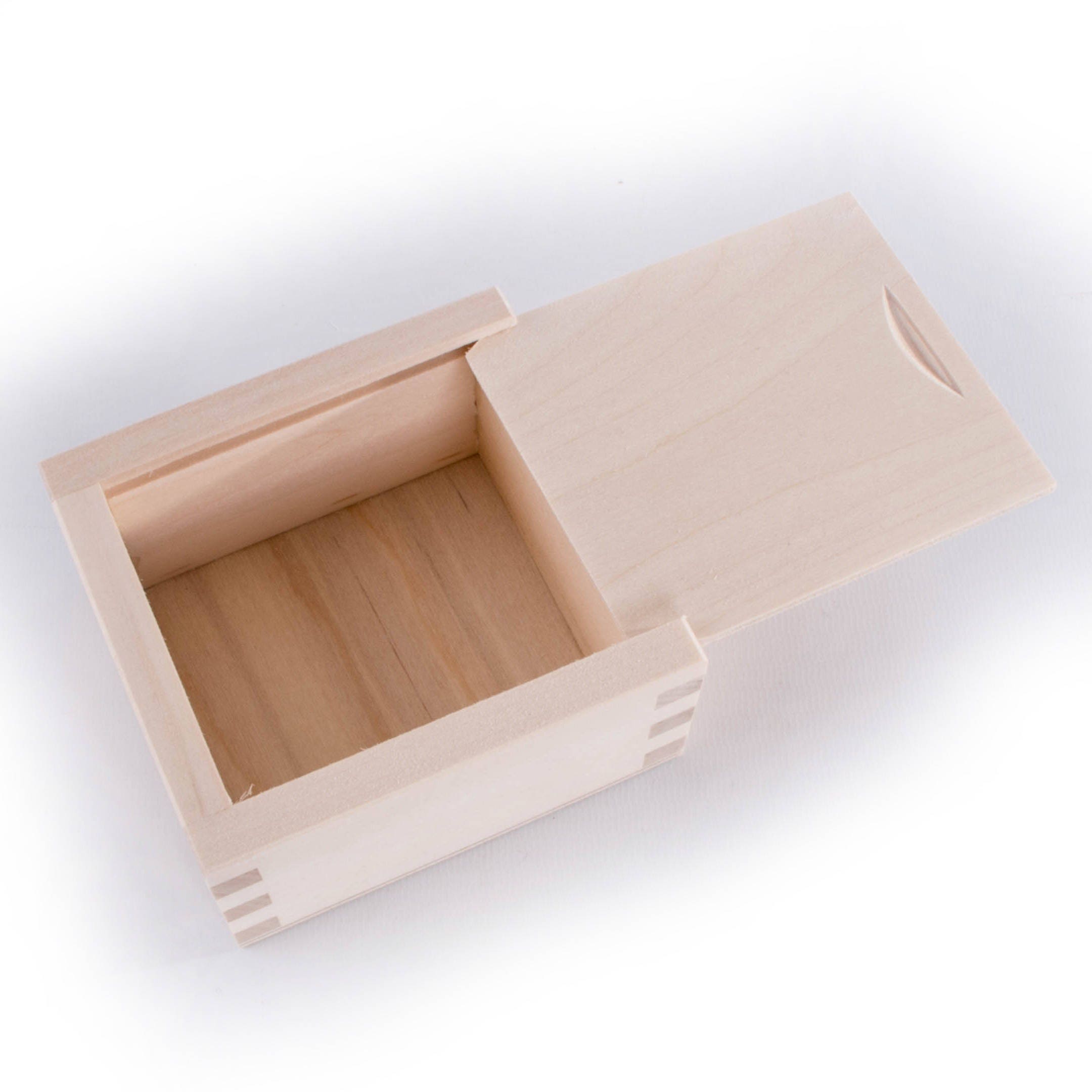 Caja de almacenamiento de madera inacabada con tapa deslizante | Etsy