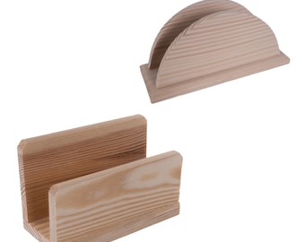Wooden Letter Rack Holder | Single Section Upright Paper Desk Storage Mail Post Stand Organiser | Unpainted Pine To Decorate
