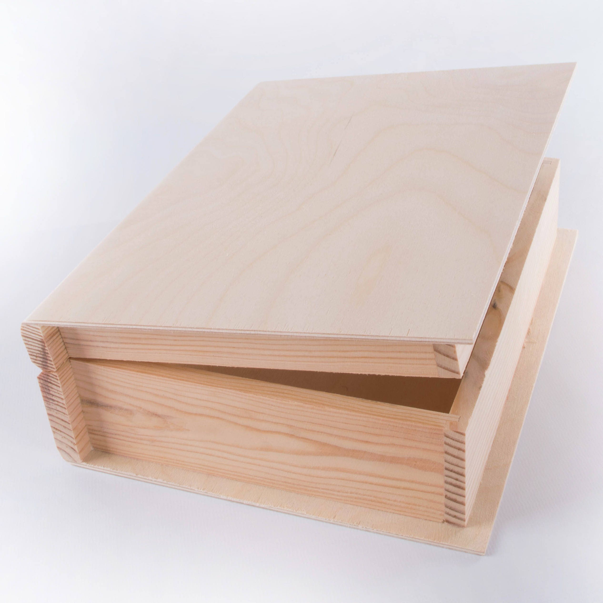 Large Plain Wooden Book Shaped Box Case/ Wood Trinket Storage | Etsy UK