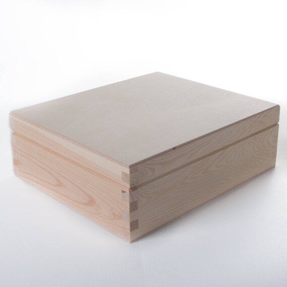 Small Square Pine Hinged Wooden Box / Trinket Keepsake Memory Decorative  Craft