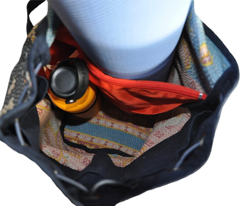 Yoga BagCrossbody Duffel Red Saffron /& Black Multi Motif