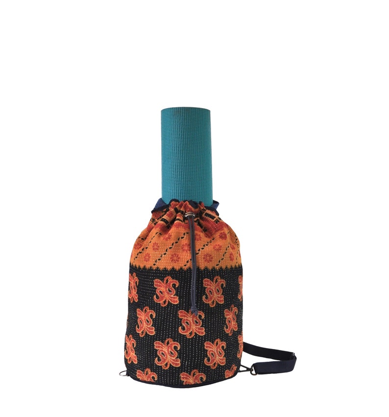 Yoga BagCrossbody Duffel Red Saffron /& Black Multi Motif