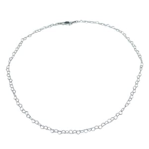 20” Sterling Silver Heart Chain Link Necklace Solid 925 Italy Italian Hearts