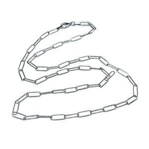 Collar de cadena de eslabones con clip de papel de plata esterlina maciza de 18 pulgadas, 925, Italia. Joyería italiana delicada. Regalo para ella. Cadenas en capas. Clip de papel delgado.