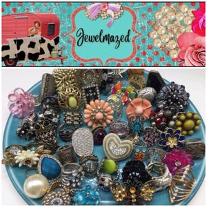 Mystery RINGS LOT Costume Jewelry Wearable Surprise Grab Bag Cocktail Statement Gift Accessories Rings Wholesale Vintage Mod Chunky Stone