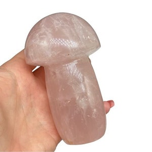 HUGE! Rose Quartz Mushroom Carving Natural Stone Gemstone Pink 4” Tall Carved