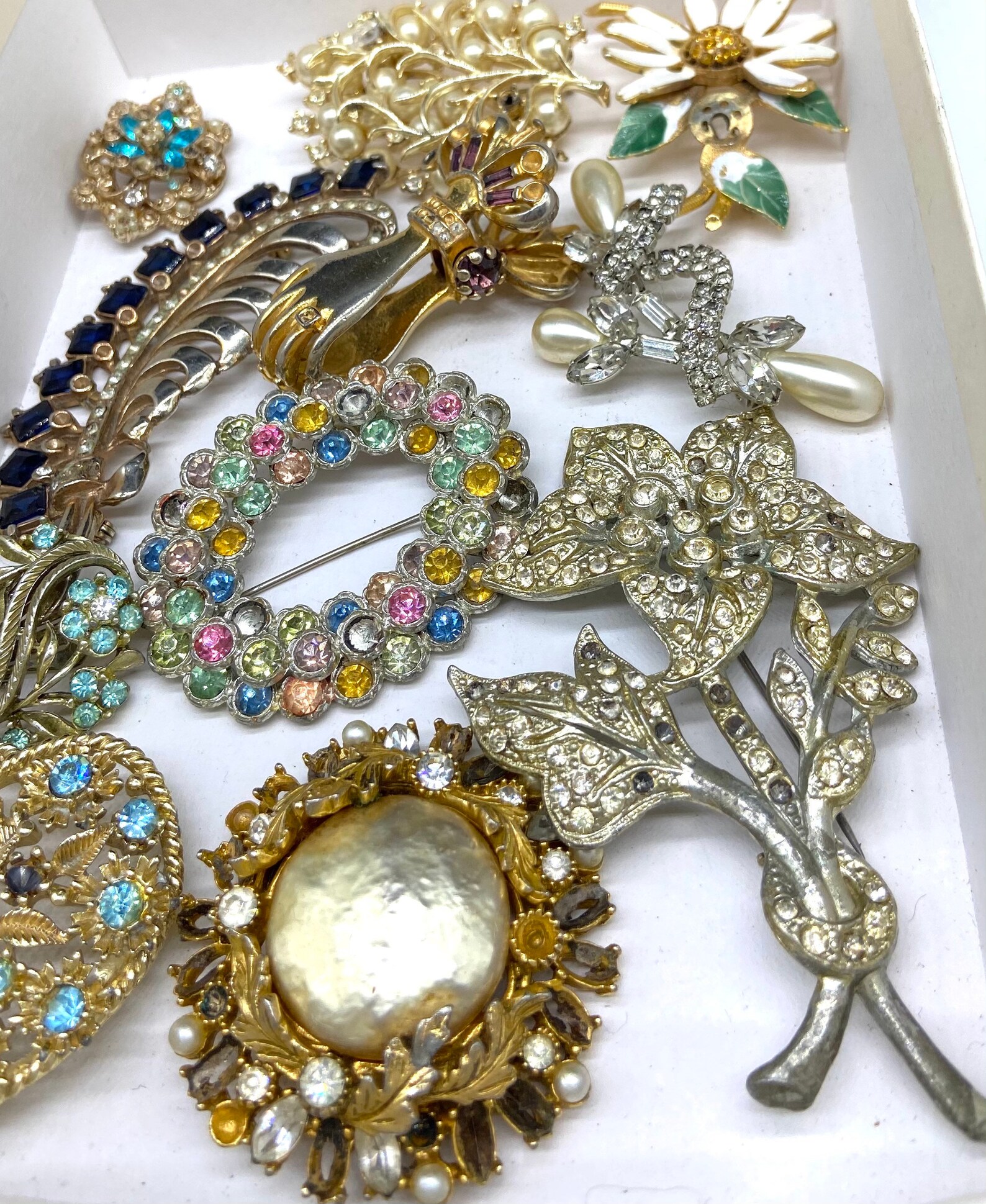 Vintage Broken Costume Jewelry Lot Rhinestone Upcycle Etsy