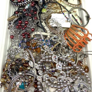 3 LBS Rhinestone Costume Jewelry Lot: Broken Pieces for Crafting