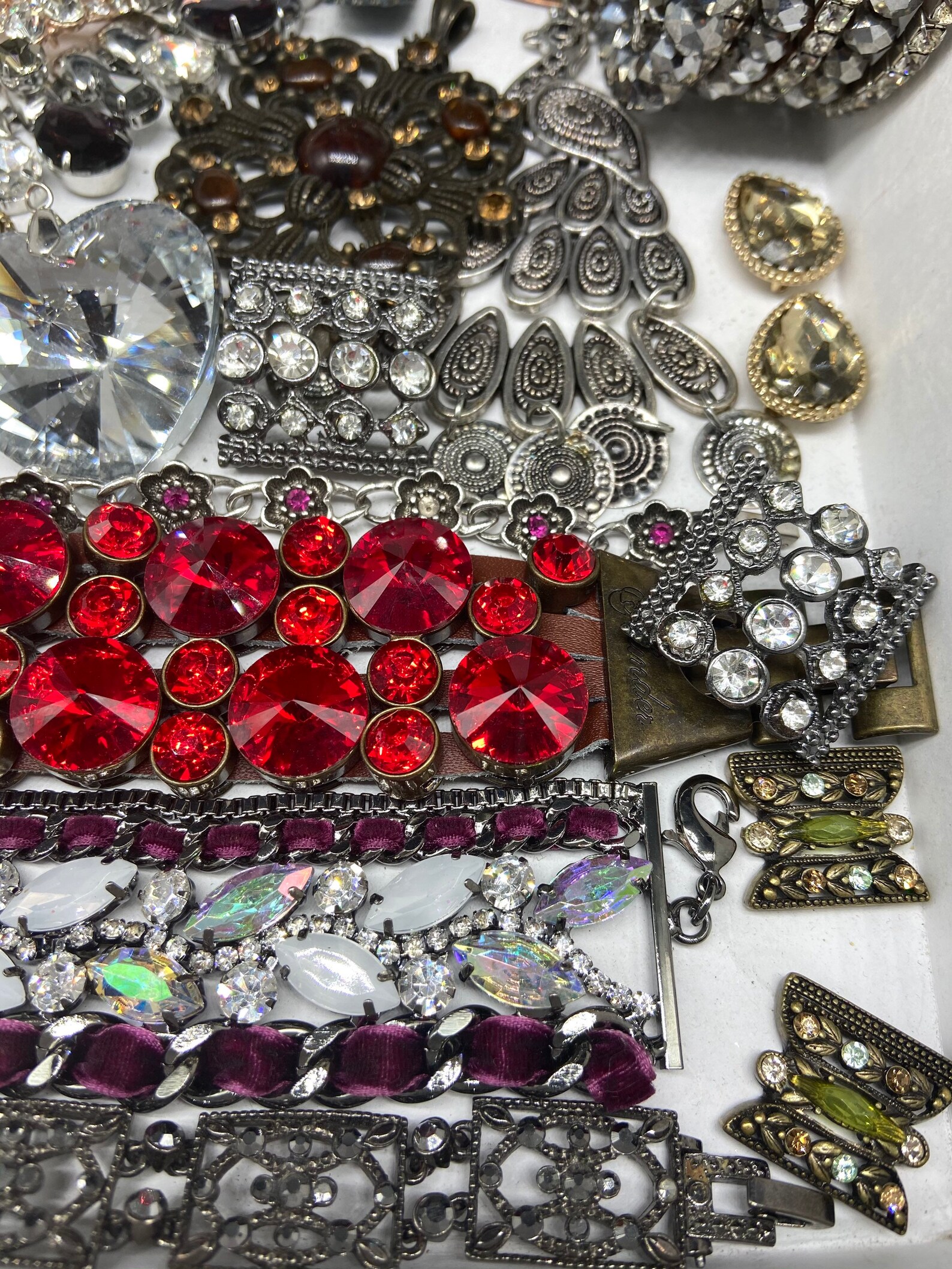 Broken Jewelry Lot Rhinestone Repurpose Destash Art Craft Etsy