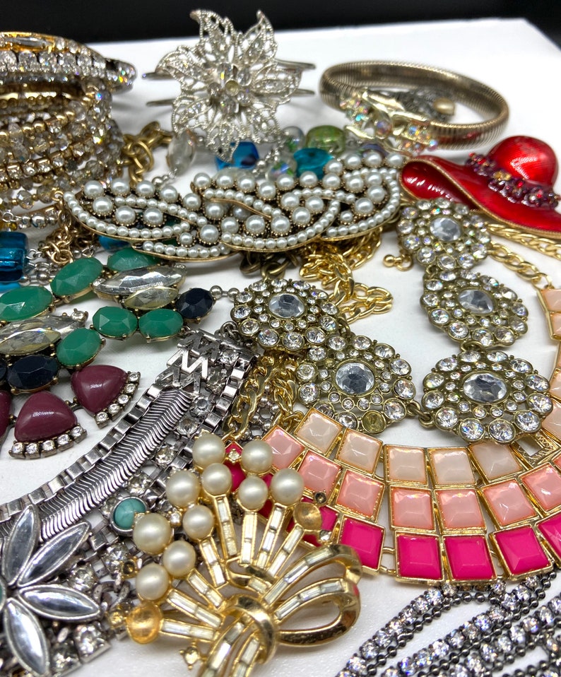 Rhinestone Broken Costume Jewelry Lot Repair Craft Repurpose Etsy