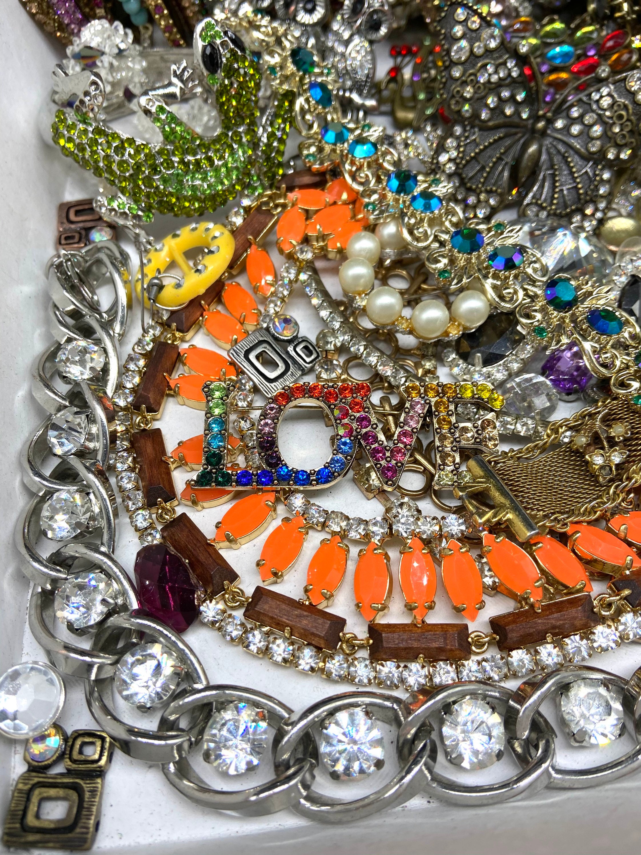 Broken Jewelry Lot Rhinestone Repair Art Craft Rhinestones Etsy