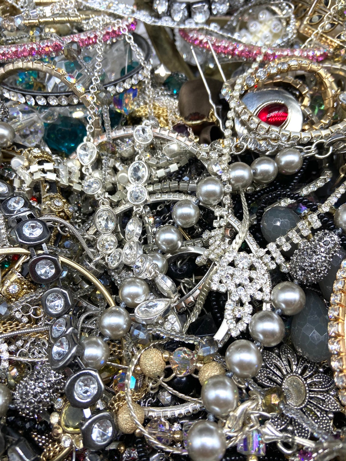 5 LBS Tangled & Broken Jewelry Lot Rhinestone Repair Art Craft | Etsy