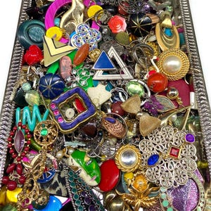 2 lbs Broken Jewelry SMALL FINDINGS Lot Single Earrings Vintage Upcycle Repurpose Embellishments Art Craft Mixed Media lb Beads DIY Supply