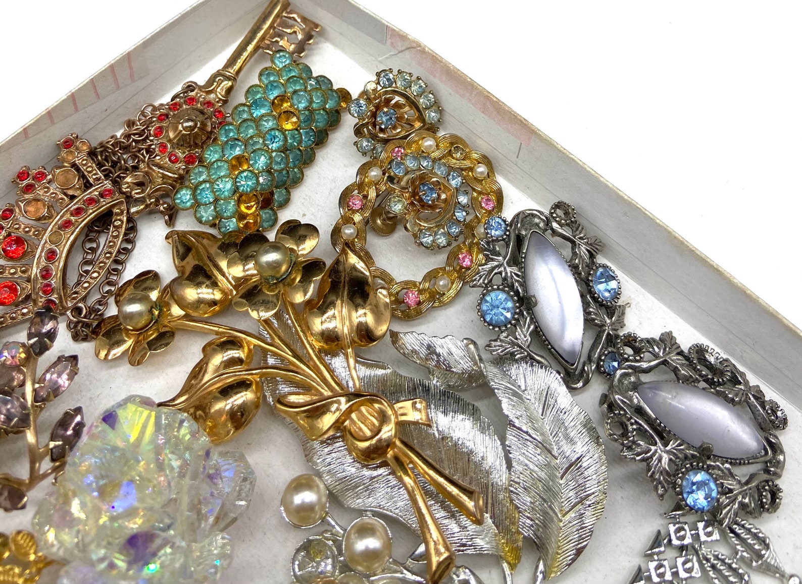 Vintage Broken Costume Jewelry Lot Rhinestone Upcycle Etsy