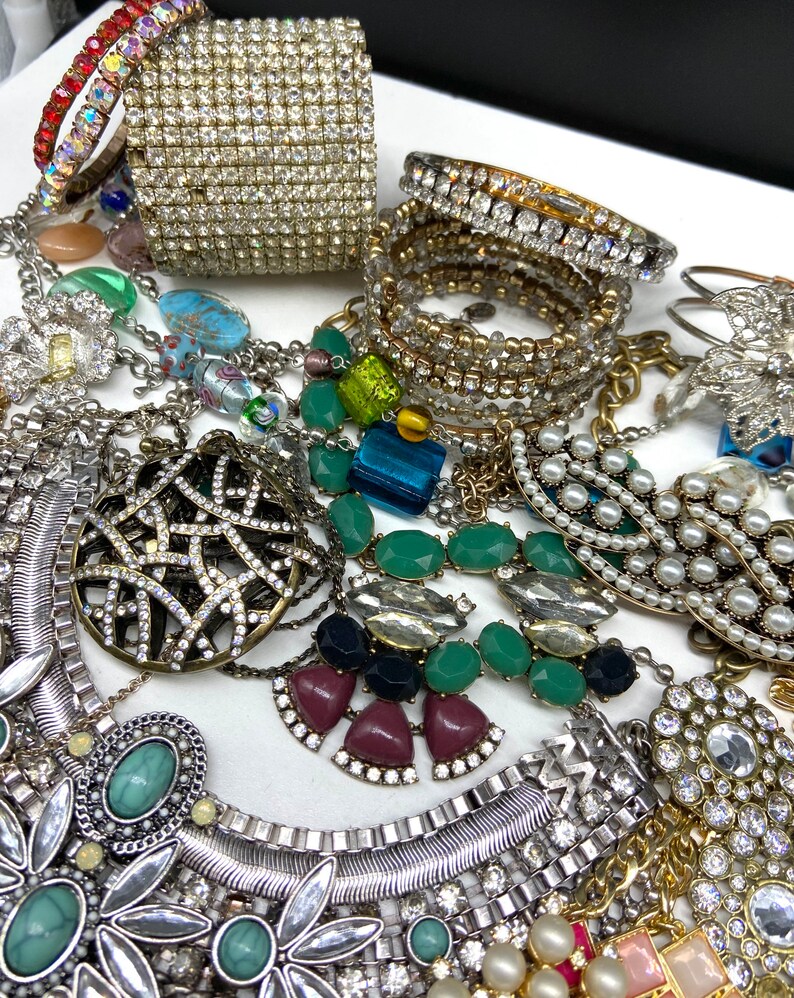 Rhinestone Broken Costume Jewelry Lot Repair Craft Repurpose Etsy