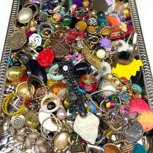 2 lbs Broken Jewelry SMALL FINDINGS Lot Single Earrings Vintage Upcycle Repurpose Embellishments Art Craft Mixed Media lb Beads DIY Supply