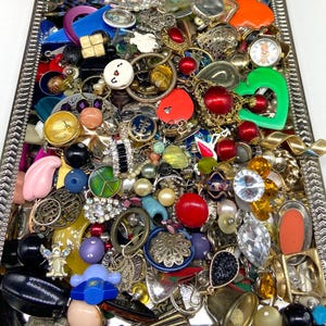 2 lbs Broken Jewelry SMALL FINDINGS Lot Single Earrings Vintage Upcycle Repurpose Embellishments Art Craft Mixed Media lb Beads DIY Supply