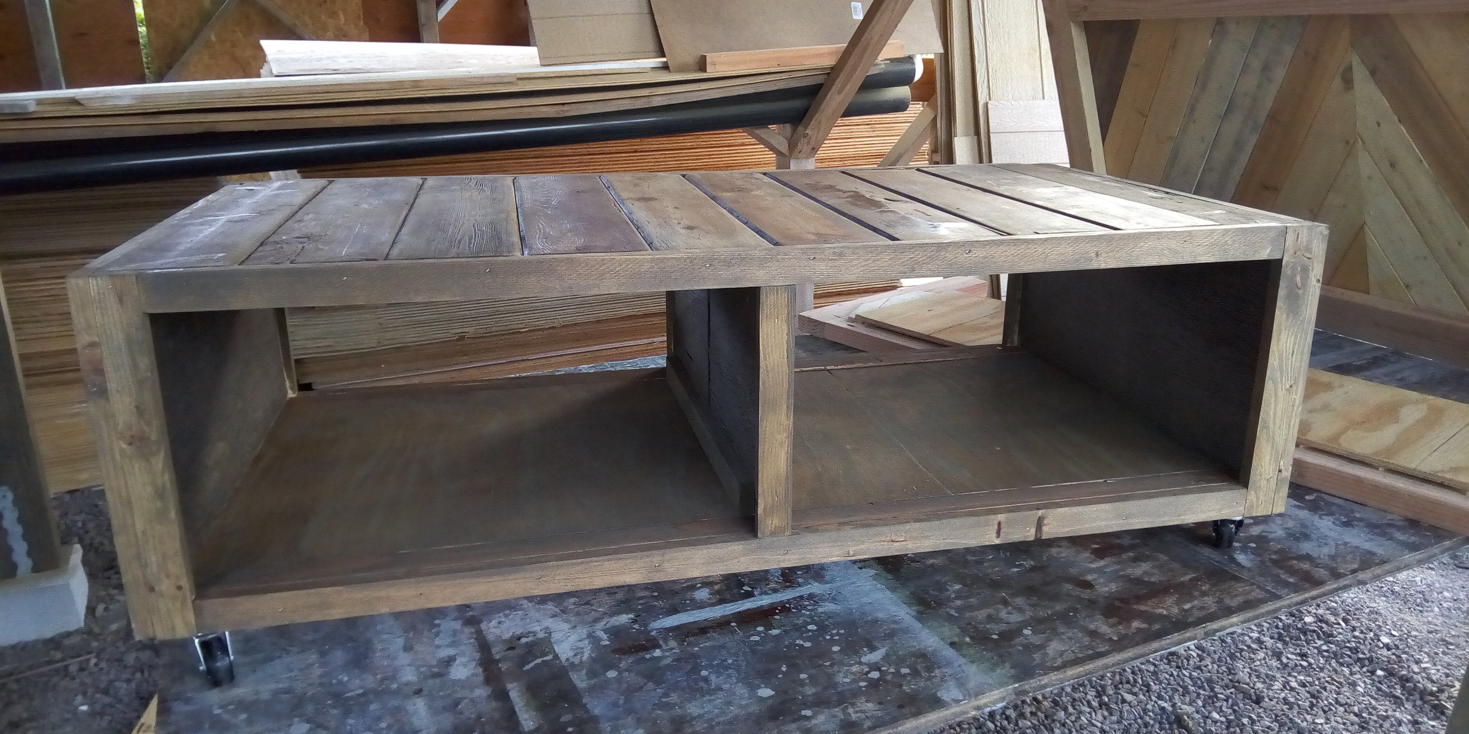 Contemporary modern coffee table on casters / wheels | Etsy