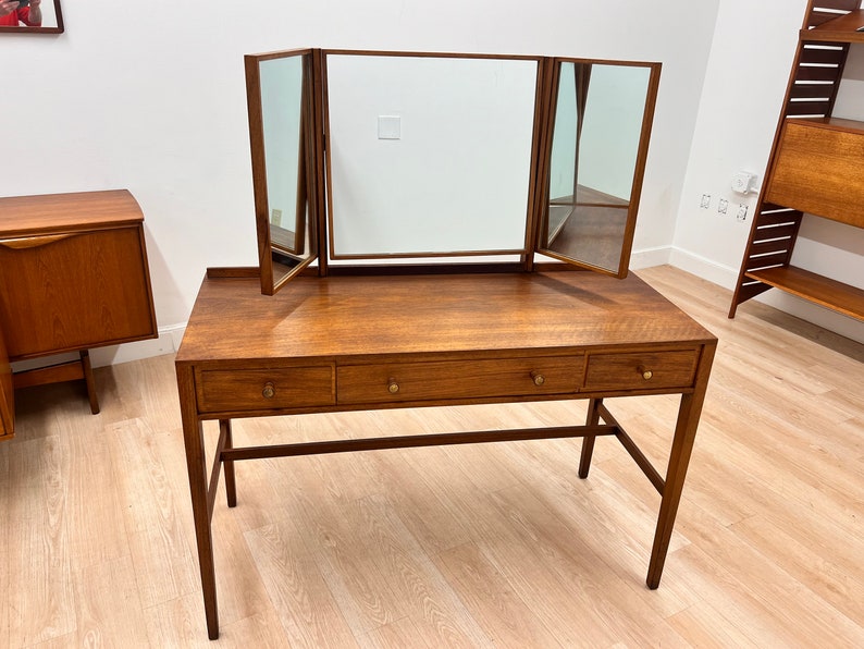 Mid Century Triple Mirror Vanity by Loughborough Furniture image 7