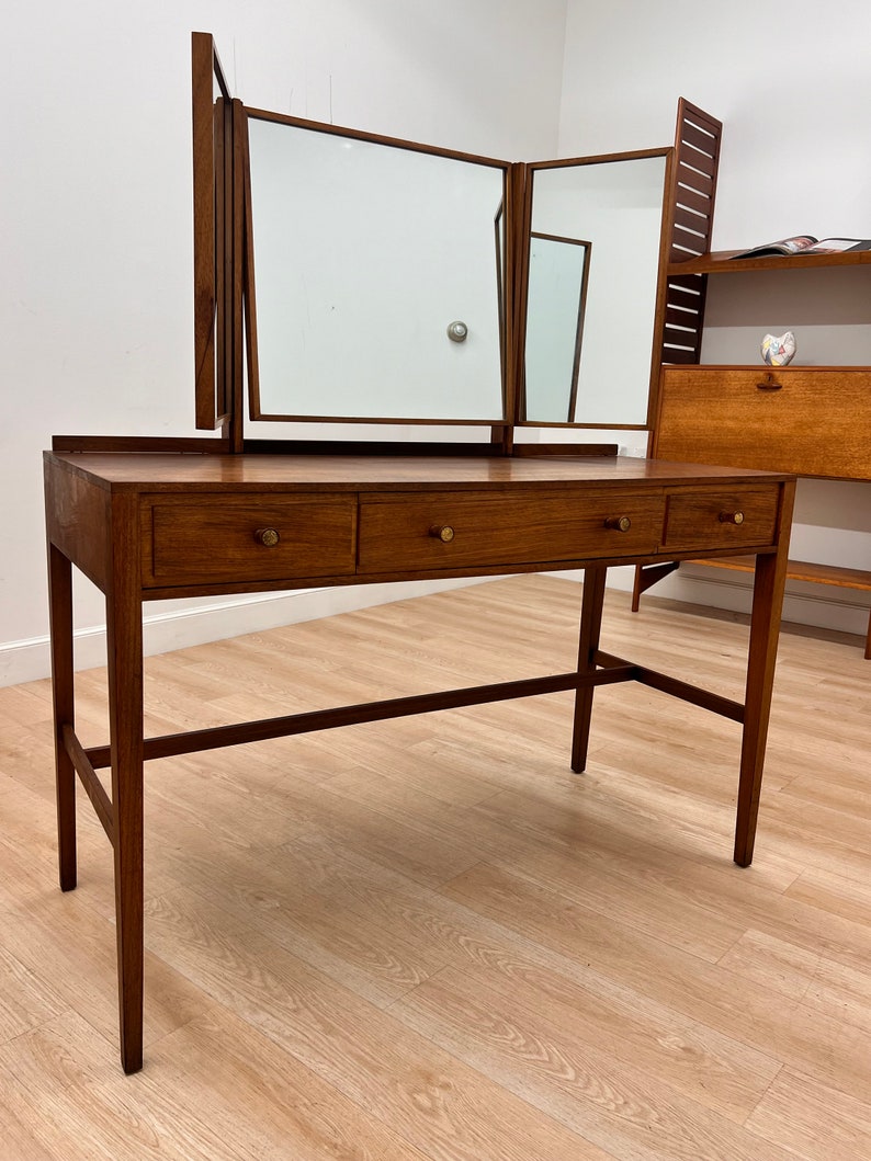 Mid Century Triple Mirror Vanity by Loughborough Furniture image 6