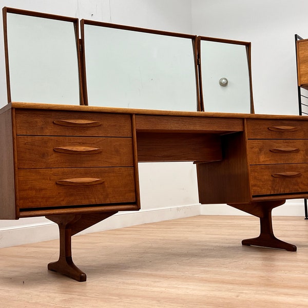 Mid Century Triple Mirror Vanity by Austinsuite Furniture