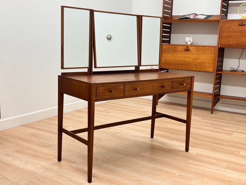 Mid Century Triple Mirror Vanity by Loughborough Furniture image 1