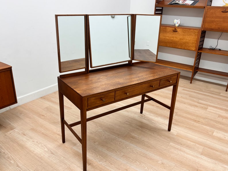 Mid Century Triple Mirror Vanity by Loughborough Furniture image 2