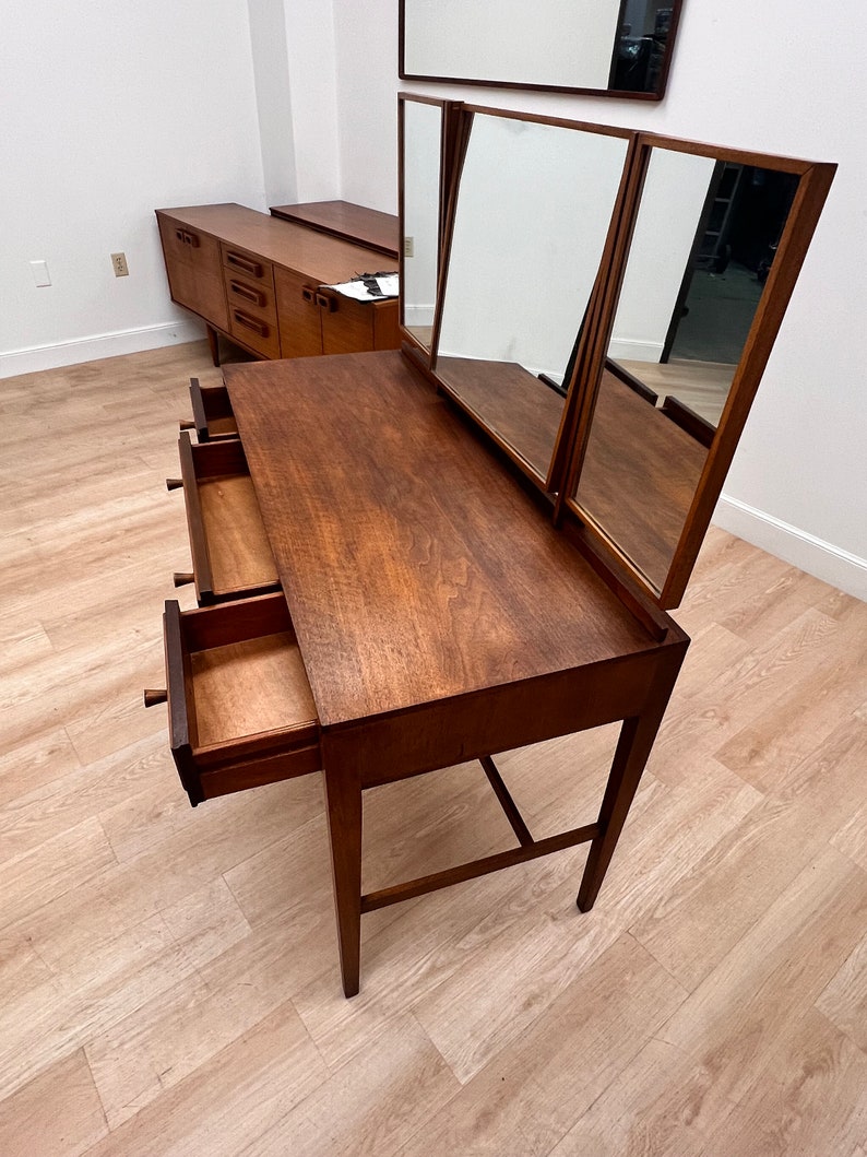 Mid Century Triple Mirror Vanity by Loughborough Furniture image 9