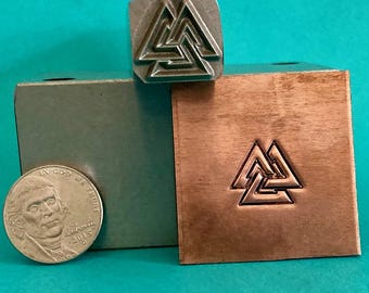 USA HAND MADE Outlined Valknut Hand Stamp for Blacksmiths and Metal Artists