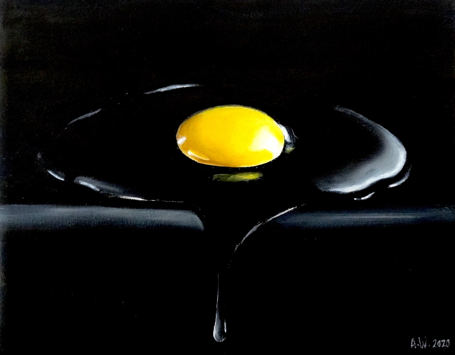 Black Egg Yolk Oil Painting on Canvas Ei 4 Etsy