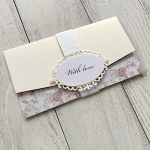 Money envelope &#39;With love&#39; for gift certificate, Money gift idea, Birthday money gift, Floral money envelope