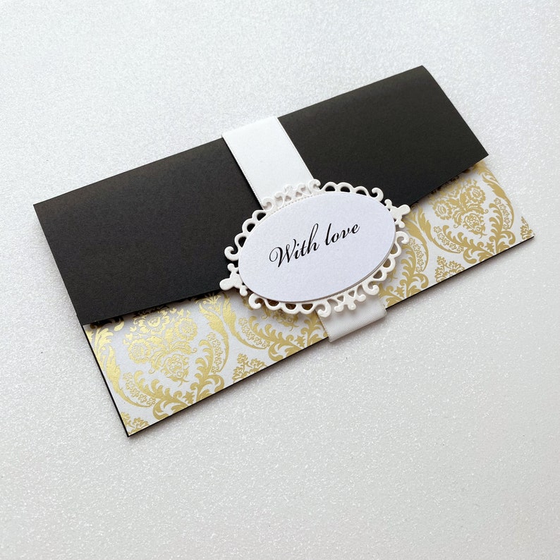 Black and Gold Elegant Money Envelope for Money Gift Birthday Etsy