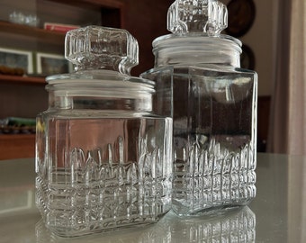 Vintage Koeze Clear Cut Glass Apothecary Jars Set of 2