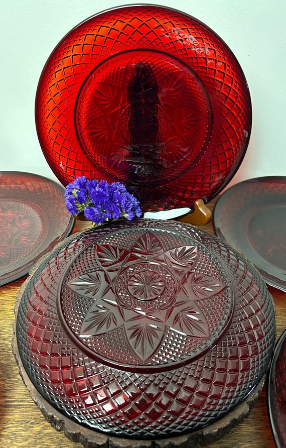 Vintage Cristal D'arques Ruby Red Luncheon Plates - Set of 7 - Etsy