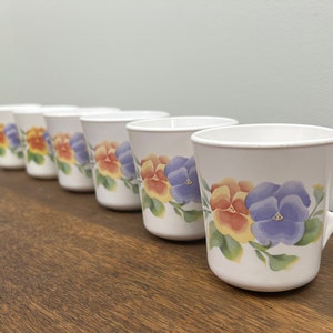 Vintage Corning Ware "Summer Blush" Tazas de café florales Conjunto de 6