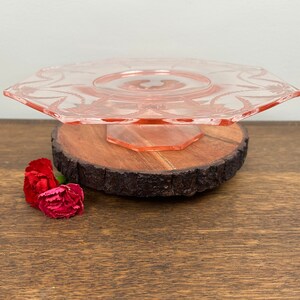 Vintage Pink Depression Glass Cake Stand