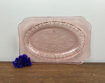 Vintage Jeannette Glass Co. "Adam Pink" 1930s Depression Glass 11 3/4” Oval Platter