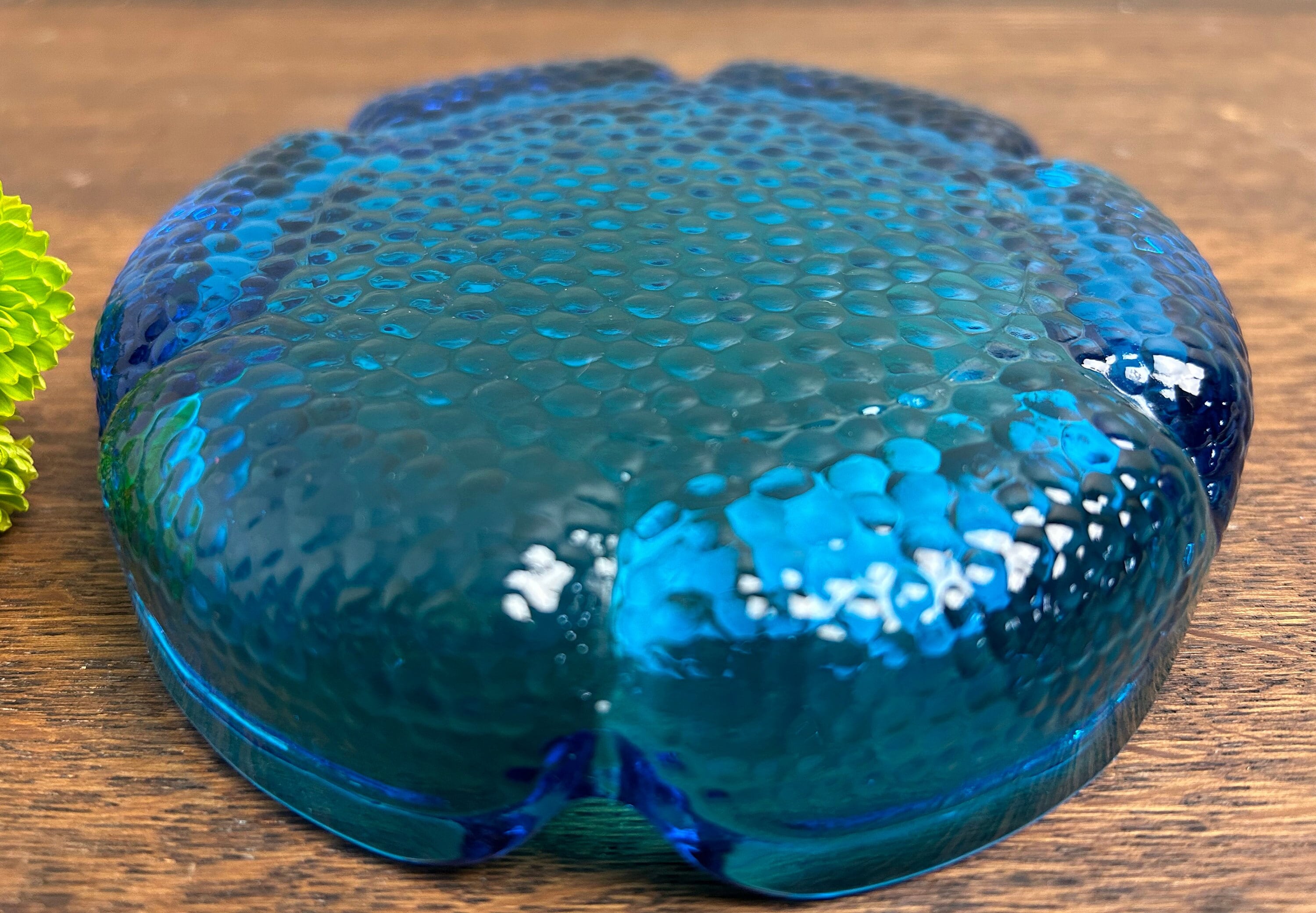 Vintage Blenko Blue Pebbled Petal Glass Ashtray - Etsy