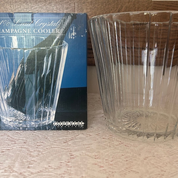 Vintage Imperial Crystal 24% Lead Crystal Champagne Cooler with Original Box