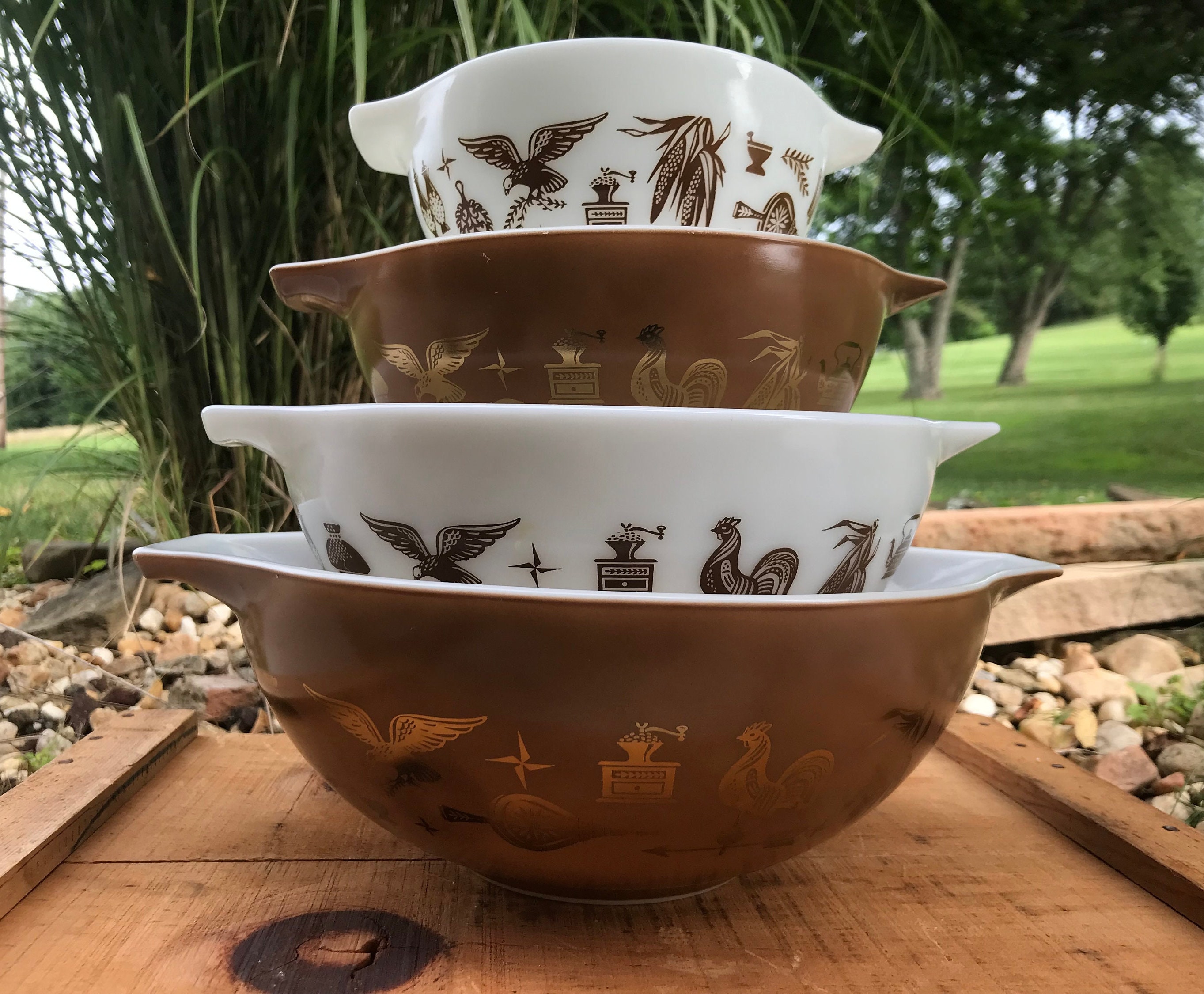 Vintage Pyrex Early American Full Cinderella Set, Made in USA 1962