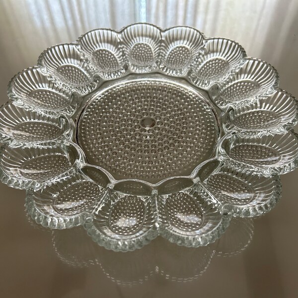 Clear Glass Deviled Egg Plate Etsy