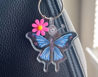 Acrylic Butterfly Keychain, Hand-Drawn Design
