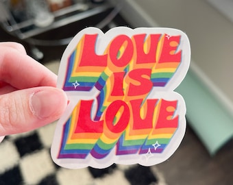love is love sticker, pride sticker, pride sticker for water bottle, pride sticker subtle, pride sticker laptop, gay stickers, lgbtq sticker