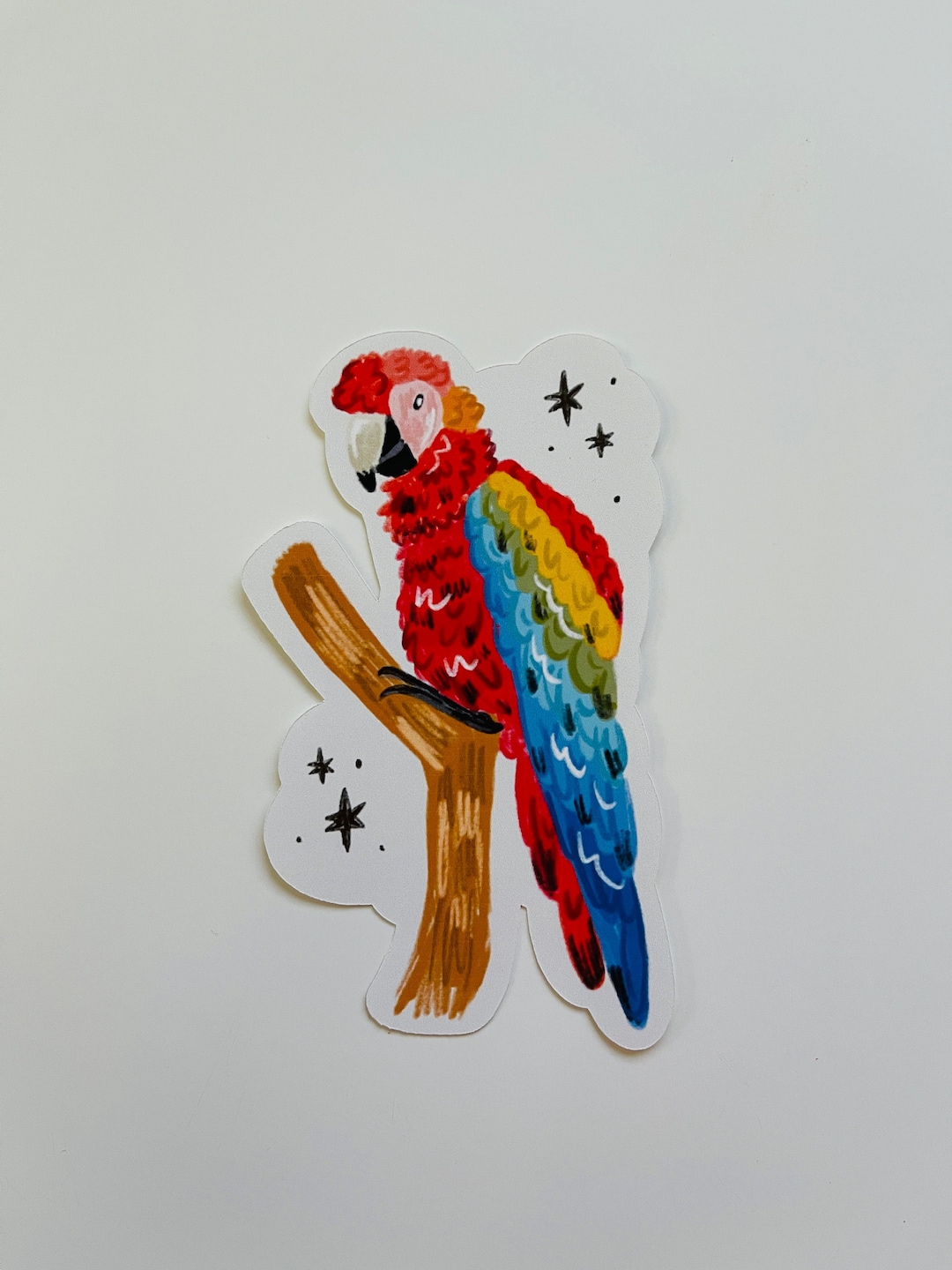 Parrot Sticker, Parrot Illustration Sticker, Illustrated Parrot Sticker ...