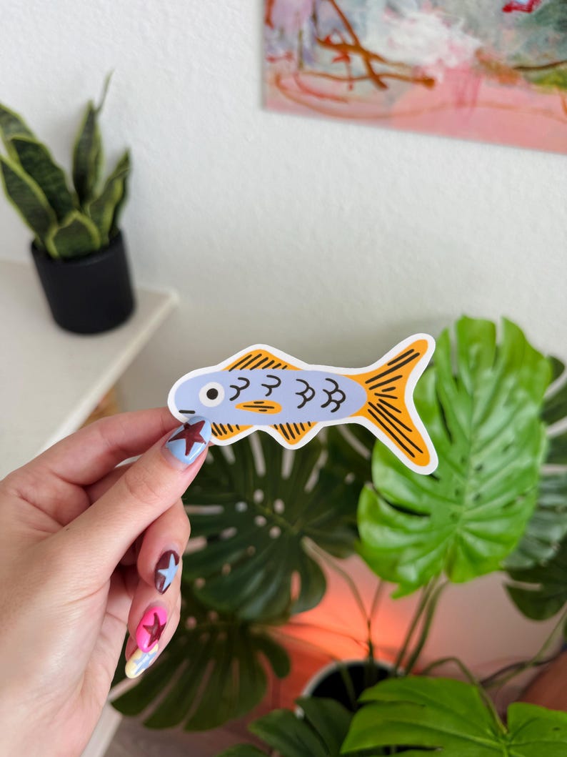 Fish Fin Sticker Hand Drawn Fish Sticker Pack, Matte Vinyl, Water Bottle Decal - Etsy