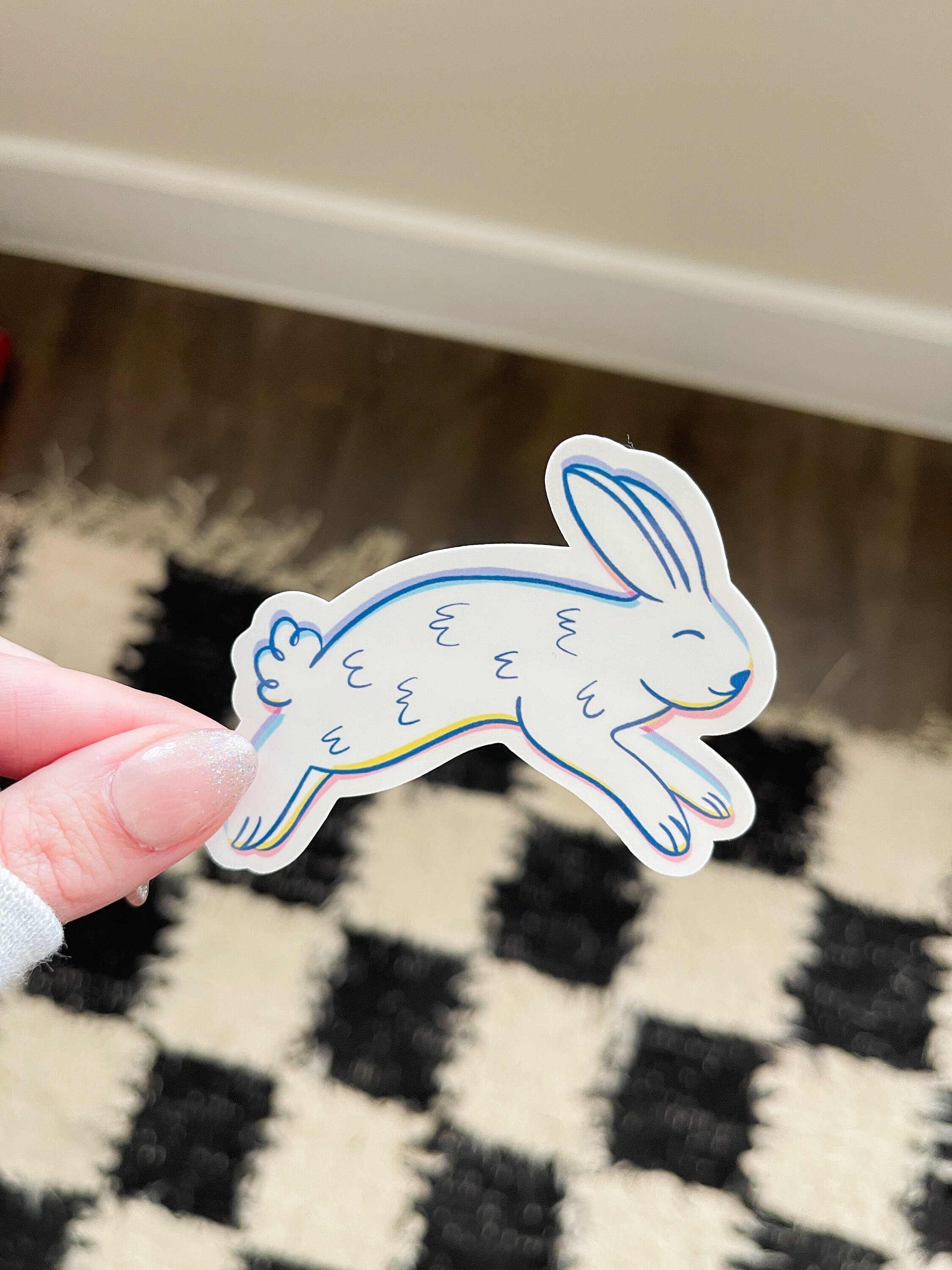 Sticker Uncolour Rabbit White Rabbit Sticker, Rabbit Sticker, Rabbit Sticker for Kids, Rabbit ...