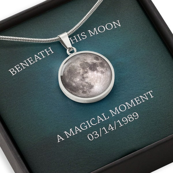 Custom Moon Phase Necklace, Moon Phase Jewelry, Custom Birthday Gift for Her, Birth Moon Gift, Birthday Gift for Wife, Anniversary Gift