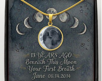 Goth Birthday gift for her 13th Anniversary Custom Moon Phase Necklace Gothic Jewelry